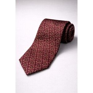 Giorgio Armani Cravatte Mens Silk Tie Burgundy Geometric Triangle Made in Italy